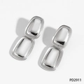 Polierte silberne quadratische geometrische Edelstahl-Ohrstecker in Hochglanz-Optik - Silber