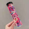 Elastic hair ties set in assorted macaron colors inside a transparent cylindrical tube - Colorful Series 100Pcs Jar Pack