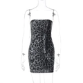 Detailed view of sequined leopard print fabric on a bodycon mini tube dress - S / Gray