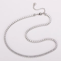 Silver stainless steel tennis necklace featuring round cubic zirconia and S.STEEL tag - 4mm Width 45+5cm Length / Steel