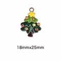 Christmas tree alloy oil drop pendant charm in green and gold finish 18mmx25mm - 48# Christmas Tree