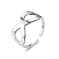 Detailed close-up of a silver infinity symbol open ring with polished finish - Infinity Symbol Style (切割戒-5)