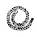 15mm high quality hip hop Cuban link necklace with black metal and sparkling rhinestones - 50cm / Black