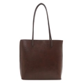 Bolso tote minimalista en ecocuero marrón oscuro con correas de hombro largas - Marrón