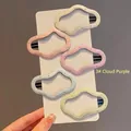 Five-piece set of colorful PU leather cloud hair clips with cute polka dot patterns - Cloud Purple Colorful Dots