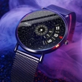 ORUSS men's quartz watch featuring a starry blue dial and blue Milanese mesh band - New Concept - Blue Mesh Band Starry Sky