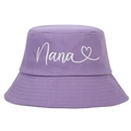 Bob violet en toile avec broderie blanche Nana et motif de cœur pour femmes - Violet