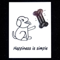 Natural agate dog bone gemstone with healing card featuring Happiness is simple text - Grey Agate