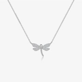 Collana in argento S925 con ciondolo a libellula e pavé di zirconi trasparenti - Argento 925 / Platino [Libellula]