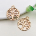 Two golden Tree of Life charms for DIY jewelry making on a clean white surface - 1 Piece/Pack (20x23.5mm)