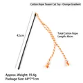 Cat teaser toy with orange gradient cotton rope and durable black wand handle - Orange Gradient Double Cotton Rope (B37409)