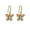 Golden butterfly drop earrings with colorful zircon stones and rainbow micro-pave crystals - Butterfly Design (CE0085CX)