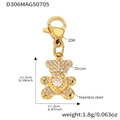 Ciondolo a forma di orso dorato in acciaio inossidabile con cuore in zircone - Ciondolo Orsetto in Zirconia Dorato (Ciondolo Solo (Senza Catena)) / 1.5x1.2cm / Oro
