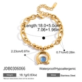 Bracelet équestre en acier doré avec pendentif fer à cheval en résine bleue pour femme - Style d'Anneaux Épais et Mince Alternés (JDB0306066)