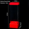 Tall 14x14x42cm transparent PET gift boxes with red paper lids and base for strawberries - Red Strawberry Tower Packaging Boxes 5 Sets