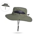 Sombrero de sol verde militar con malla transpirable y botones para estilo cowboy - Verde Militar