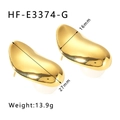 Détail de boucles d'oreilles dorées avec perles montrant 27mm de long et 13.9g de poids - Style de Cosse de Haricot à Perle Dorée (HF-E3374-G)