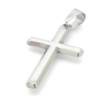 Polished silver stainless steel cross pendant with smooth finish on white background - Silver Style (KP115613-HR)