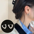 Elegant silver heart-shaped hoop earrings with a polished minimalist finish for women - Silver Heart Earrings (ED1922-1)