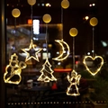 Set of 6 warm white LED Christmas suction cup lights for window decoration - Set 9 - 6 Styles