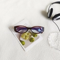 Retro cat eye sunglasses in dark tortoiseshell finish with anti-blue light lenses - Transparent Tea White Lens
