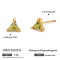 Gold Yellow Green Triangle Gemstone Stud Earrings (JDE0212023-8)