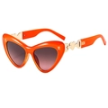 Fashion heart cat-eye sunglasses with translucent orange frames and gold metal accents - Orange Frame Brown Pink Gradient Lens