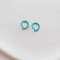 Pair of turquoise matte lacquer metal open jump rings for DIY jewelry and keychain making - Blue