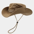 Détail du chapeau de soleil kaki avec texture ripstop et mentonnière réglable - M (56-58cm) / Khaki Foncé
