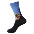 Men's cotton crew socks featuring sky blue Colosseum pattern and black contrast finish - 1207-Colosseum