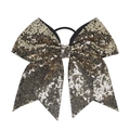 Nœud papillon à paillettes dorées et noires avec élastique robuste pour filles - Noir & Or