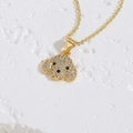 Golden necklace with a puppy pendant encrusted in sparkling white zircons on a stone base - White Zirconia (Gold)