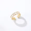 Detail showing a gold-plated open ring with oval cubic zirconia, 1.9cm diameter and 5g - Oval Pave Style