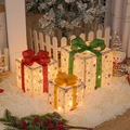 Three-piece glowing Christmas gift boxes with festive ribbons and warm LED lights - Silver Star Christmas Gift Box
