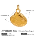Drie gouden schelphangers van roestvrij staal, waterdicht en hypoallergeen materiaal - Gouden Sint-Jakobsschelp (JDP0212058)