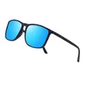 Gafas de sol deportivas polarizadas con montura cuadrada y lentes de espejo azules de moda - Montura Azul Lentes Azules