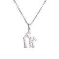 Collana in acciaio inossidabile con pendente sagoma famiglia madre figlio e figlia - Argento/Famiglia di tre (Madre figlio figlia)
