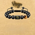 Adjustable Virgo zodiac beaded bracelet with tiger eye stone and black beads - Virgo