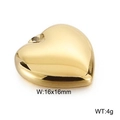 Polished heart pendant in bright gold finish, 16x16mm stainless steel DIY charm - Medium Brushed Gold Heart Pendant (KLJ2573-Z)