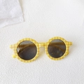 Kids round sunglasses with yellow plaid pattern frames and UV 400 protection lenses - Yellow