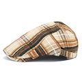 Vista lateral de gorra retro a cuadros con hebilla de ajuste metálica y diseño de estilo inglés - Talla única / Caqui