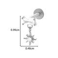 Silver G23 titanium labret stud with crystal rectangle and star charm, 0.99cm drop - Rectangle Zirconia Star Dangle Style (T2535-3# Silver)