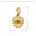 Gold heart-shaped evil eye pendant in stainless steel with natural stone and dimensions - Gold Heart Eye Brown Stone