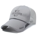 Gorra de béisbol gris de malla transpirable para hombre con bordado Echoes y visera - Ajustable / Gris