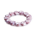 Bohemian titanium steel beaded bracelet with faceted purple and lotus pink crystal gems - Solid Purple Lotus Pink Faceted Beads Style (KB99075-Z)