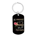 Edelstahl Schlüsselanhänger mit schwarzem Blumenanhänger und inspirierendem Spruch - CW0038 Schwarze Blume Zitate