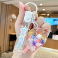 Colorful candy machine style acrylic liquid keychain with sweet star print strap - Fresh Lollipop - White