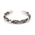 Vintage Thai sterling silver braided open cuff bracelet for men with hammered texture - Hammered Woven
