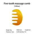 Yellow wide-tooth resin scalp massage comb for meridian therapy, size 9cm x 6cm x 1.6cm - Five-Tooth Massage Comb / Yellow