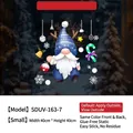 Autocollant de fenêtre lutin de Noël avec bonnet renne bleu et flocons - Lutin à bois bleus avec cloches(SDUV163-7)